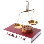 Scale on FAMILY LAW book isolated on white